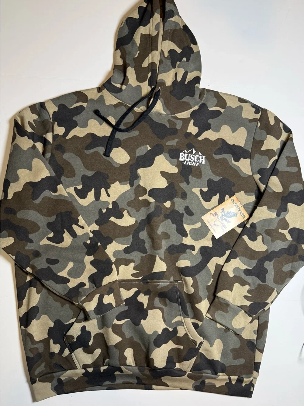 NWT Buckhorn River Busch Light Camo Hoodie Men’s 2XL Hunting Outdoors Deer